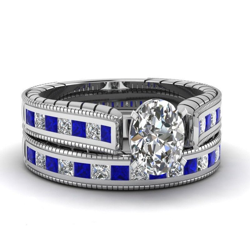 CAOSHI Fashion Wedding Ring Set for Women Dazzling Square Zirconia Luxury Lady Accessories Set Trendy Delicate Bridal Jewelry | 0 | Tage-Active