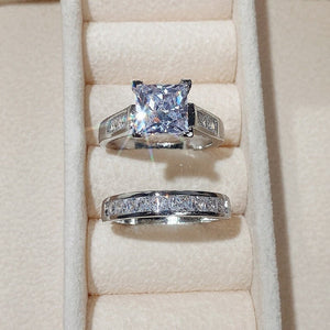 CAOSHI Fashion Wedding Ring Set for Women Dazzling Square Zirconia Luxury Lady Accessories Set Trendy Delicate Bridal Jewelry | 0 | Tage-Active