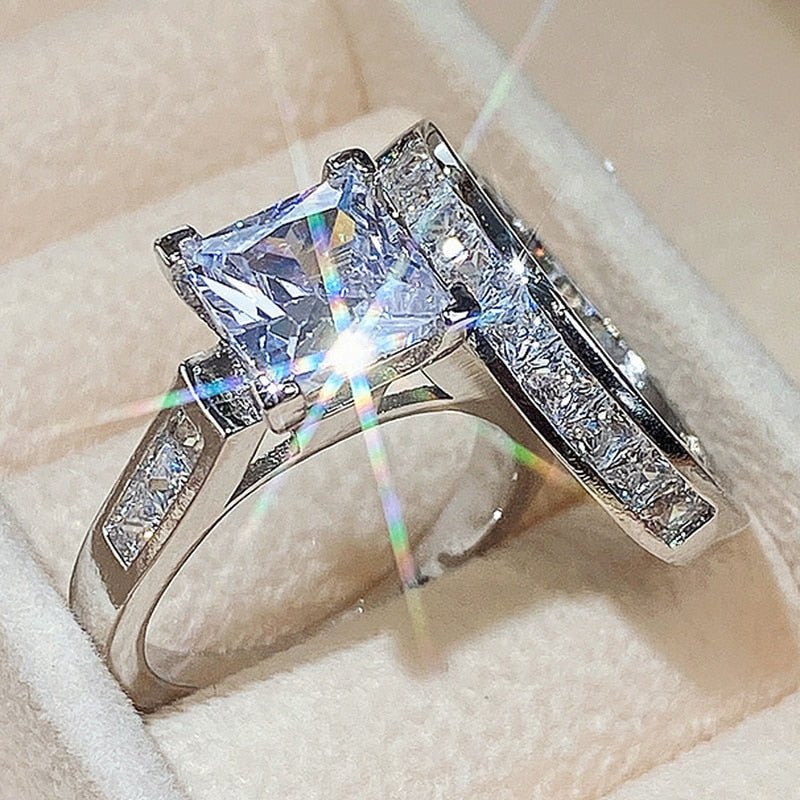 CAOSHI Fashion Wedding Ring Set for Women Dazzling Square Zirconia Luxury Lady Accessories Set Trendy Delicate Bridal Jewelry | 0 | Tage-Active