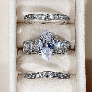 CAOSHI Fashion Wedding Ring Set for Women Dazzling Square Zirconia Luxury Lady Accessories Set Trendy Delicate Bridal Jewelry | 0 | Tage-Active