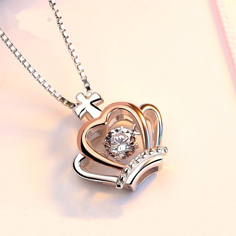 Christmas Gift Crown Necklace Women Glimmering Cubic Zircon Pendant Necklaces To Daughter Girl Party Wedding Gift | 0 | Tage-Active