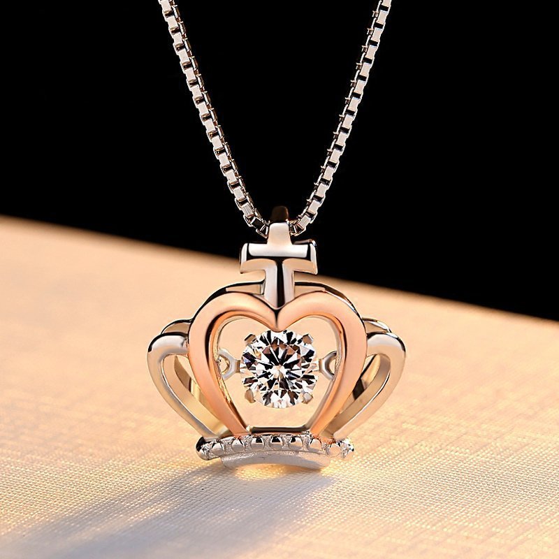 Christmas Gift Crown Necklace Women Glimmering Cubic Zircon Pendant Necklaces To Daughter Girl Party Wedding Gift | 0 | Tage-Active