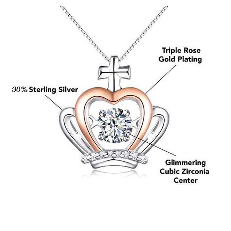 Christmas Gift Crown Necklace Women Glimmering Cubic Zircon Pendant Necklaces To Daughter Girl Party Wedding Gift | 0 | Tage-Active