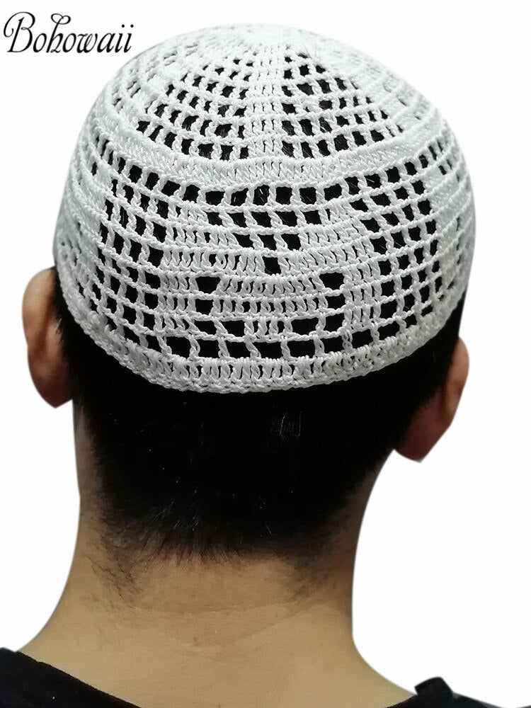 Classic Muslim Men Kippah Jewish Saudi Chapeau Musulman Homme Crochet Kufi Hat Turkish Prayer Cap Gorro Arabe Hombre Bonnet | TageUnlimited