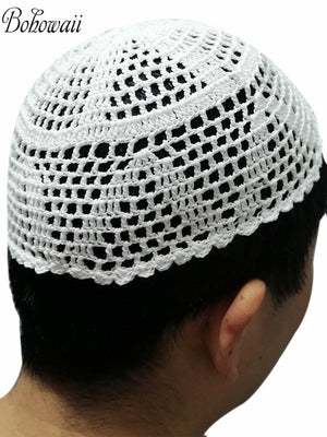Classic Muslim Men Kippah Jewish Saudi Chapeau Musulman Homme Crochet Kufi Hat Turkish Prayer Cap Gorro Arabe Hombre Bonnet | TageUnlimited