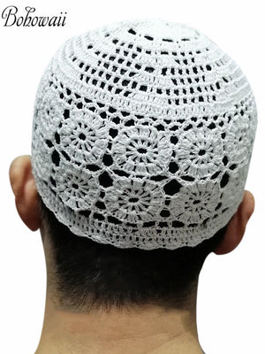 Classic Muslim Men Kippah Jewish Saudi Chapeau Musulman Homme Crochet Kufi Hat Turkish Prayer Cap Gorro Arabe Hombre Bonnet | TageUnlimited