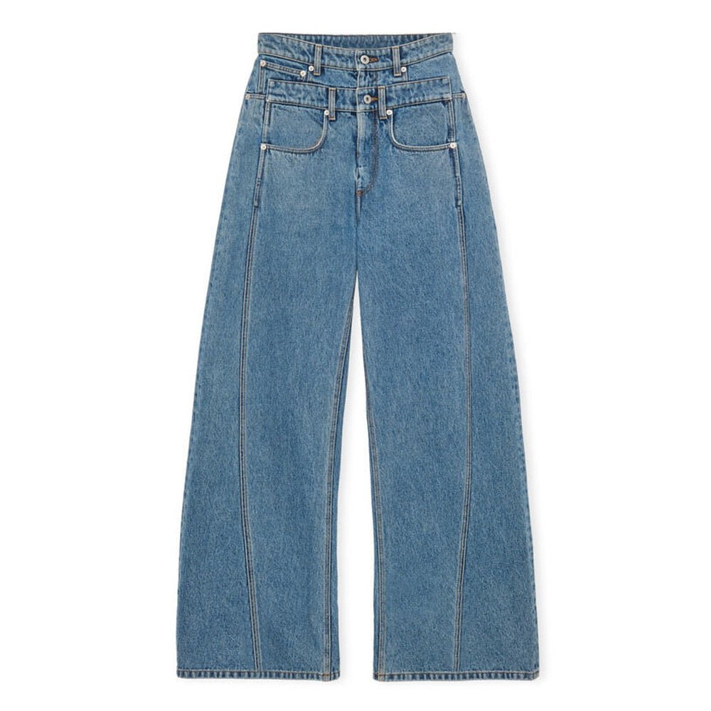 CNBY Double-waist Staggered Women&#39;s Wide Leg Jeans #CNBYK1191 | 0 | TageUnlimited
