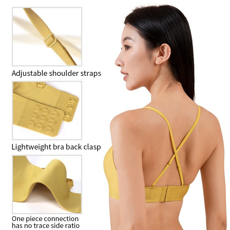 Cross Adjustable Shoulder Strap Women's Super Comfort Wirefree Seam Free Push Up Jelly Bra Padded Bralette Lady For Dailywear | Tage-Active