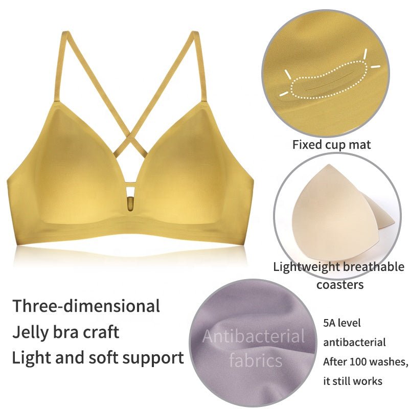 Cross Adjustable Shoulder Strap Women's Super Comfort Wirefree Seam Free Push Up Jelly Bra Padded Bralette Lady For Dailywear | Tage-Active