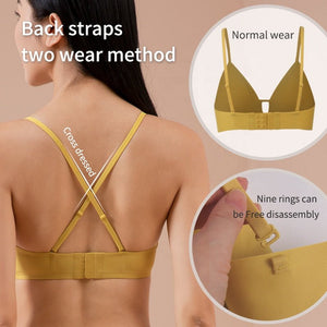Cross Adjustable Shoulder Strap Women's Super Comfort Wirefree Seam Free Push Up Jelly Bra Padded Bralette Lady For Dailywear | Tage-Active