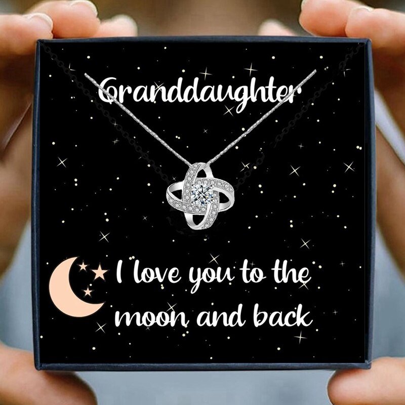 Crystal Knot Pendant Necklace Women Granddaughter Pendant Necklaces Grandma Grandpa Birthday Jewelry Christmas Gifts | 0 | Tage-Active