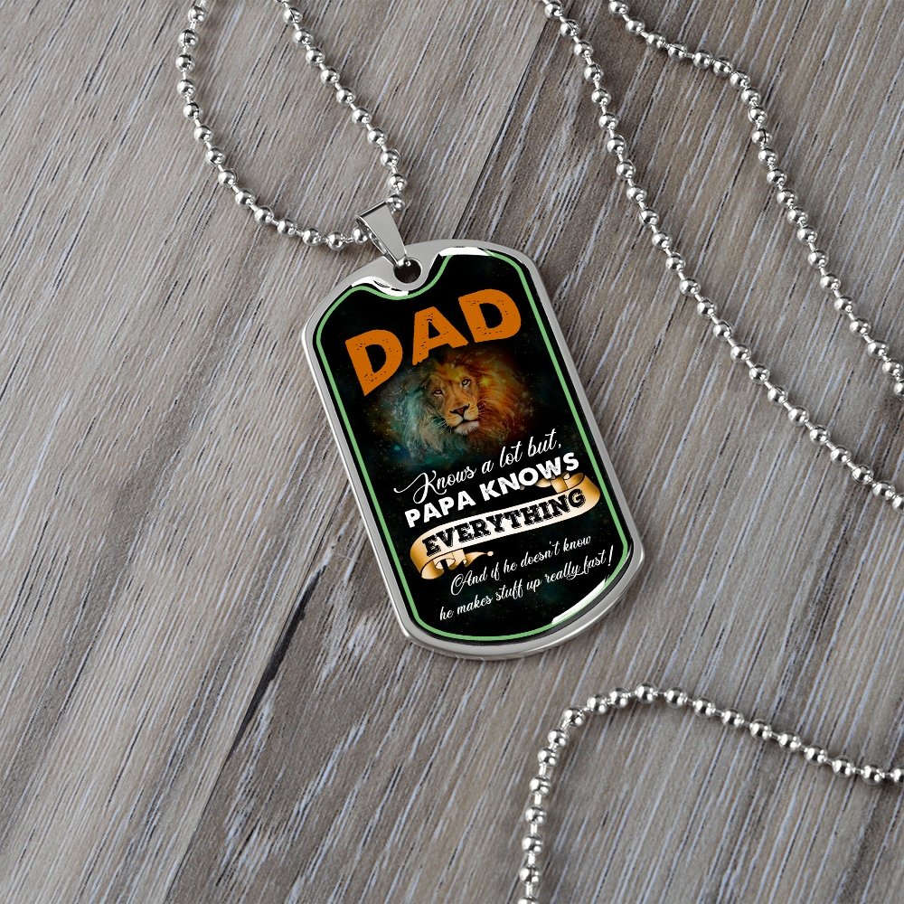 Dad Knows A Lot (Luxury Dog Tag) | Jewelry | A1014T, A1014TG, G007T, G007TG, lx-G007, PROD-2167348, PT-133, TNM-1, USER-43062 | TageUnlimited