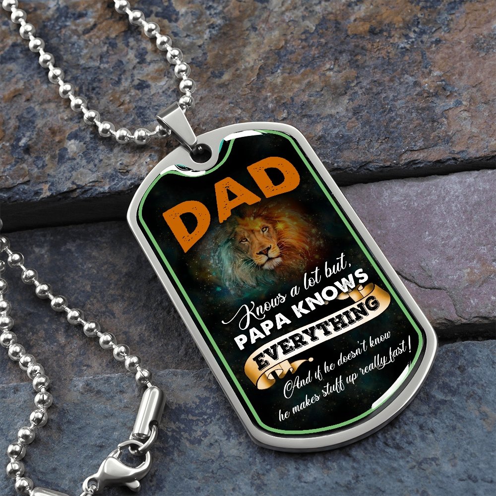 Dad Knows A Lot (Luxury Dog Tag) | Jewelry | A1014T, A1014TG, G007T, G007TG, lx-G007, PROD-2167348, PT-133, TNM-1, USER-43062 | TageUnlimited