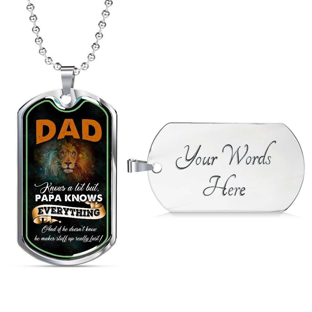 Dad Knows A Lot (Luxury Dog Tag) | Jewelry | A1014T, A1014TG, G007T, G007TG, lx-G007, PROD-2167348, PT-133, TNM-1, USER-43062 | TageUnlimited