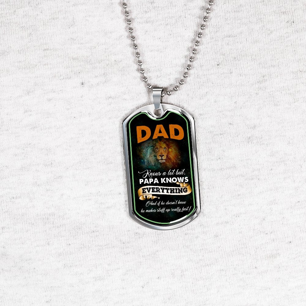 Dad Knows A Lot (Luxury Dog Tag) | Jewelry | A1014T, A1014TG, G007T, G007TG, lx-G007, PROD-2167348, PT-133, TNM-1, USER-43062 | TageUnlimited