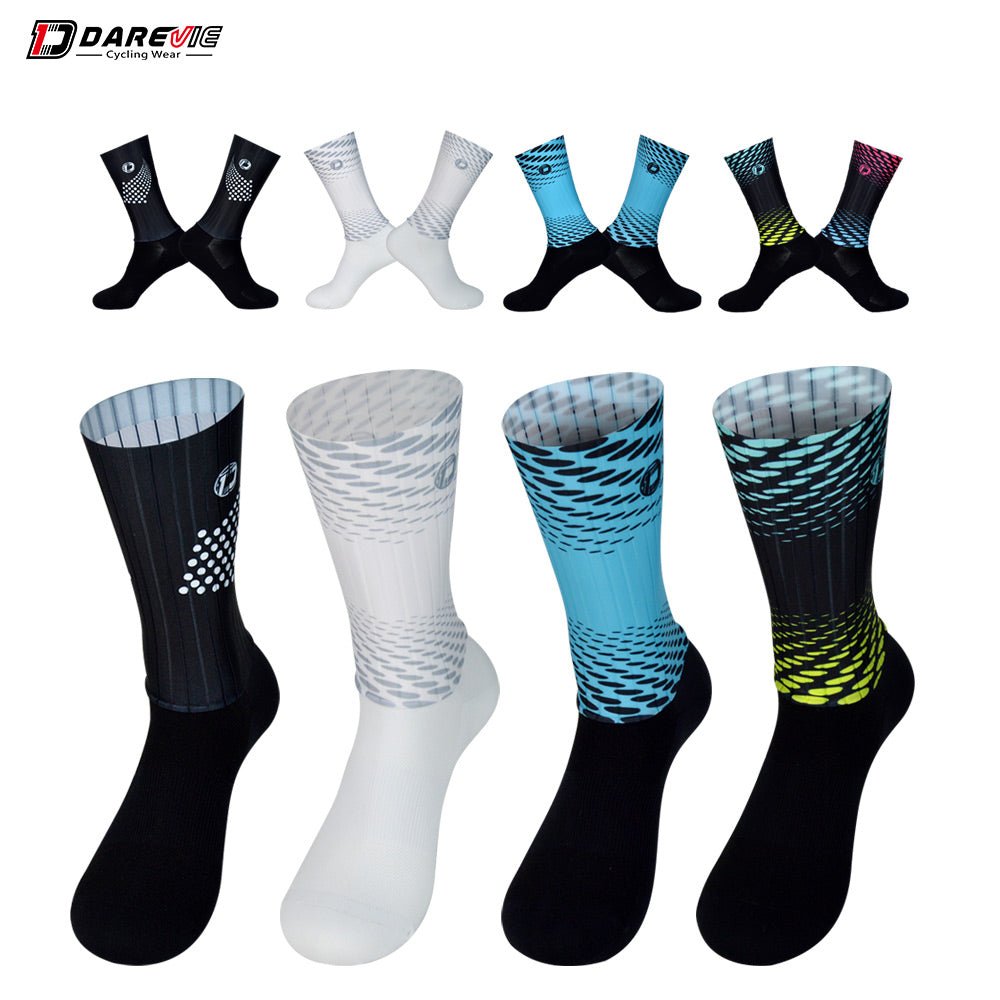 Darevie Combined Printing Socks Custom Cycling Socks with Strip Fabric Breathable Mtb/road Running Anti-slip High Speed Aero Men | Tage-Active