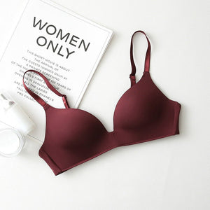 Girls Fashion Simple Solid Color Push Up wireless T-shirt bra Comfort women Seamless Bra | Tage-Active