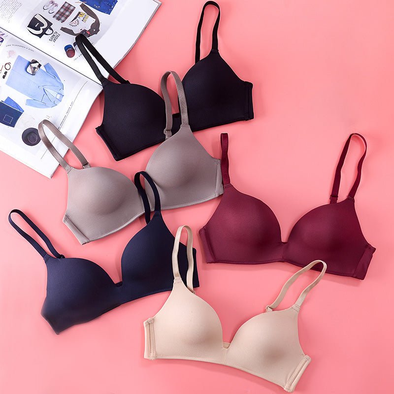 Girls Fashion Simple Solid Color Push Up wireless T-shirt bra Comfort women Seamless Bra | Tage-Active