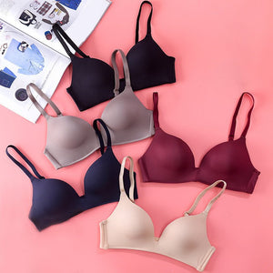 Girls Fashion Simple Solid Color Push Up wireless T-shirt bra Comfort women Seamless Bra | Tage-Active