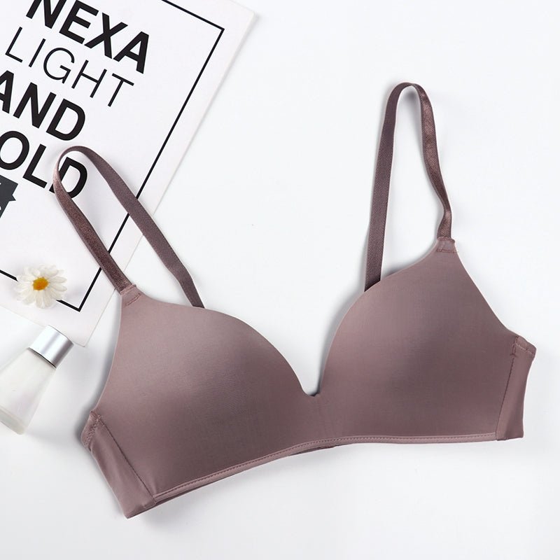 Girls Fashion Simple Solid Color Push Up wireless T-shirt bra Comfort women Seamless Bra | Tage-Active