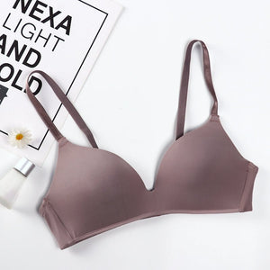 Girls Fashion Simple Solid Color Push Up wireless T-shirt bra Comfort women Seamless Bra | Tage-Active