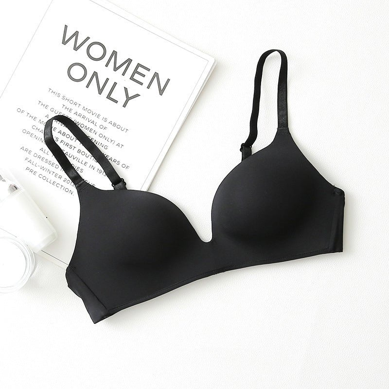 Girls Fashion Simple Solid Color Push Up wireless T-shirt bra Comfort women Seamless Bra | Tage-Active