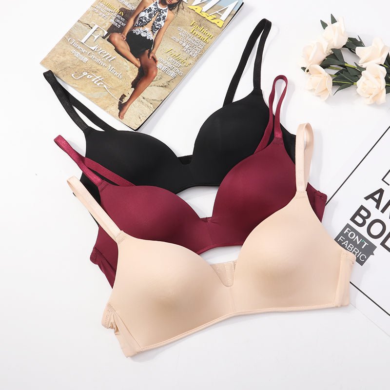 Girls Fashion Simple Solid Color Push Up wireless T-shirt bra Comfort women Seamless Bra | Tage-Active