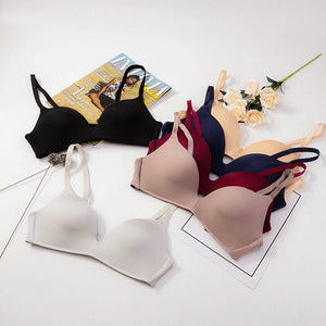 Girls Fashion Simple Solid Color Push Up wireless T-shirt bra Comfort women Seamless Bra | Tage-Active
