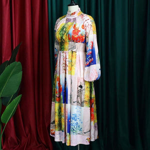 Elegant Dresses for Women  Wedding Full Sleeve High Waisted A Line Turneck Mid Calf Luxury Evening Night Party Vestidos Hot | 0 | TageUnlimited