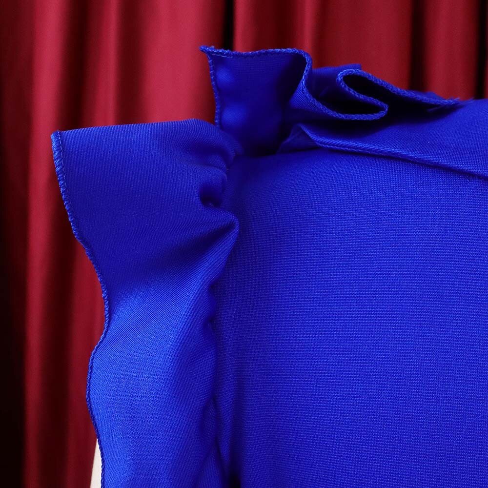 Elegant Office Clothing for Women Solid Sleeveless Round Neck Bodycon High Waisted Ruffles Formal Business Work Dress Midi Hot | 0 | TageUnlimited