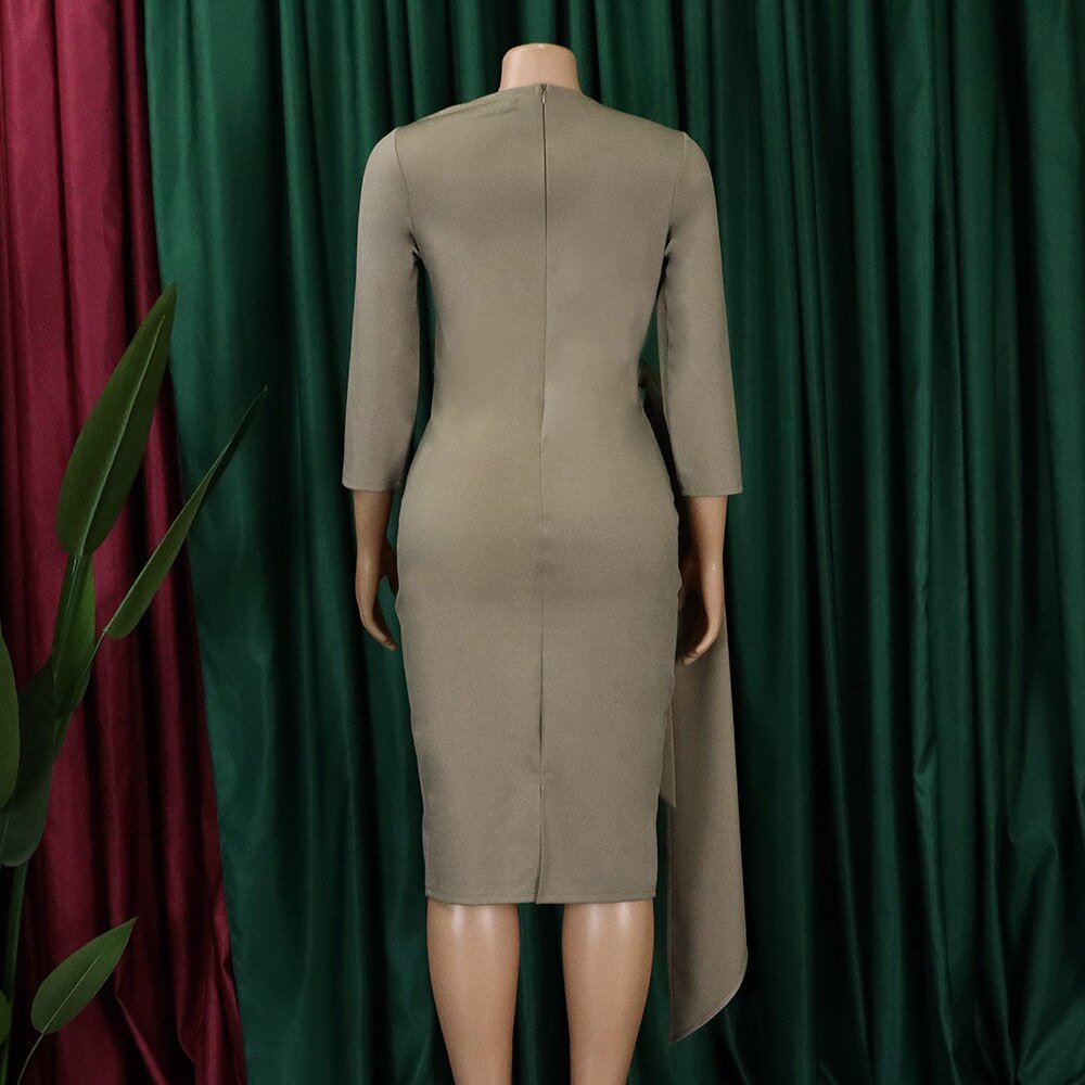 Elegant Office Dress for Women Professional Solid Full Sleeve Bodycon Fashion Formal Business Work Wear Dress Midi Clothes Hot | 0 | TageUnlimited