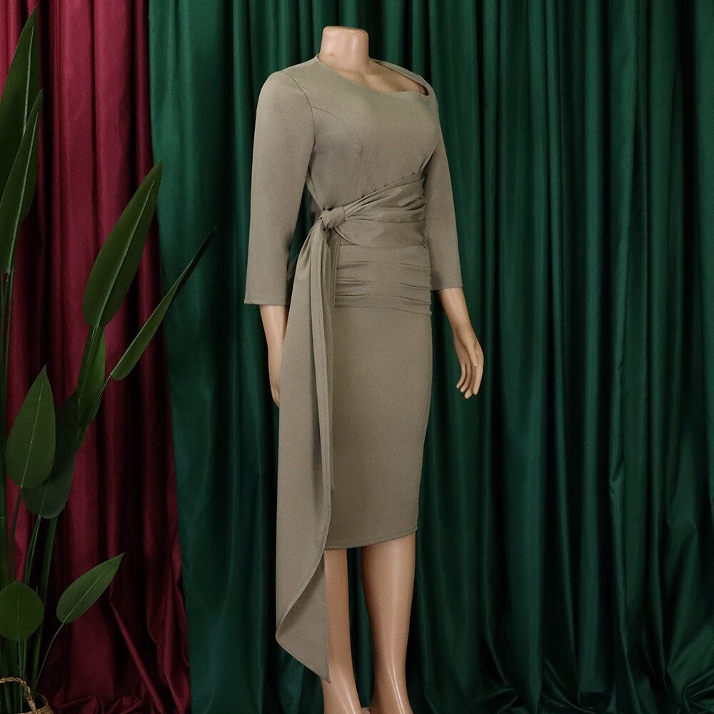 Elegant Office Dress for Women Professional Solid Full Sleeve Bodycon Fashion Formal Business Work Wear Dress Midi Clothes Hot | 0 | TageUnlimited