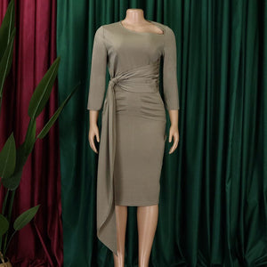 Elegant Office Dress for Women Professional Solid Full Sleeve Bodycon Fashion Formal Business Work Wear Dress Midi Clothes Hot | 0 | TageUnlimited