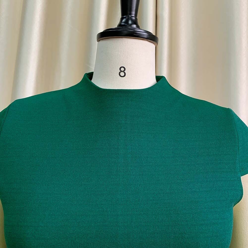 Elegant Office Ladies Dresses Female Solid Short Sleeve High Waisted Pleated Fashion Formal Business Work Wear Dress Midi Hot | 0 | TageUnlimited