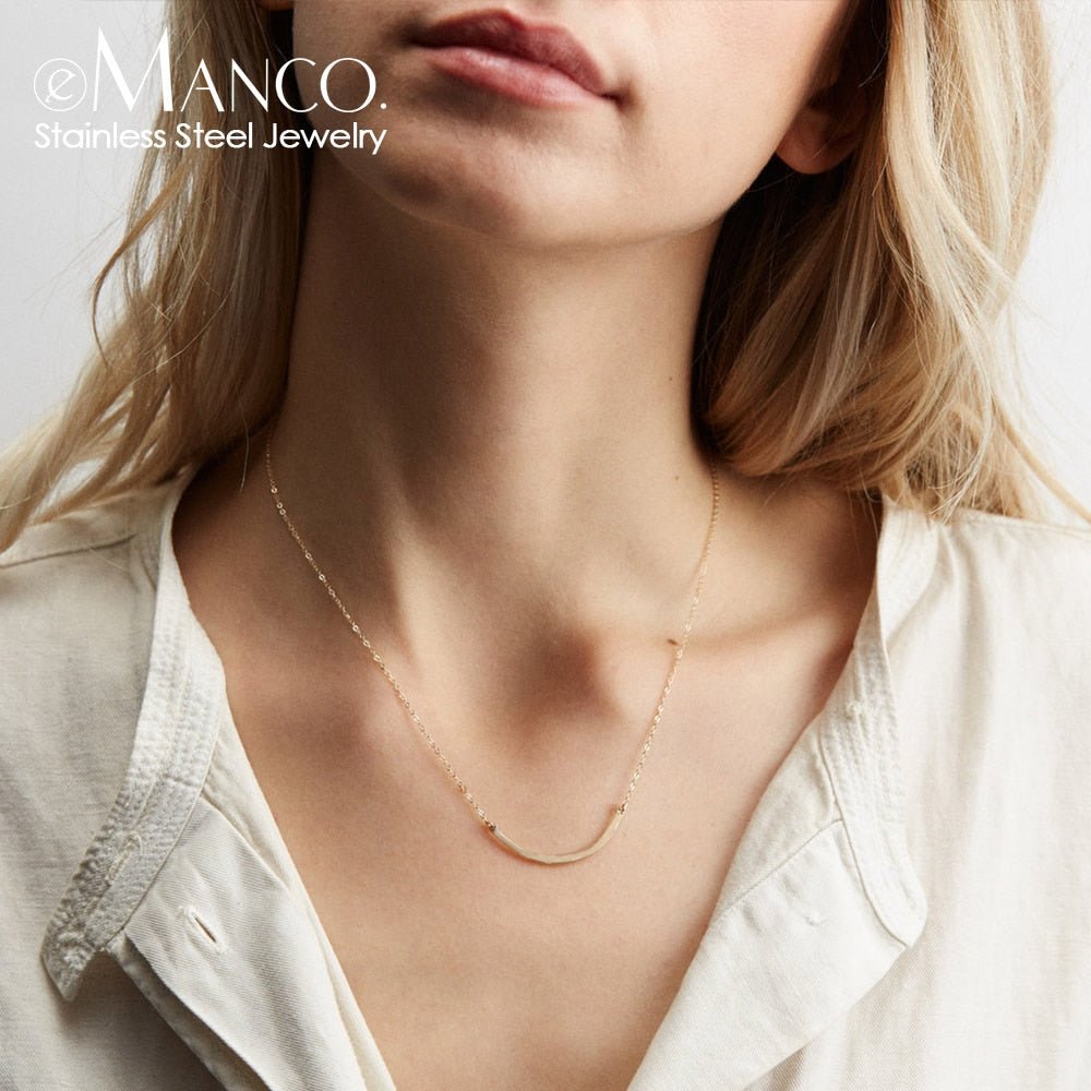 eManco Women Statement Stainless Steel Necklace for Women Simple Thin Chain Necklace Choker Necklace Luxury Designer Jewelry | 0 | Tage-Active