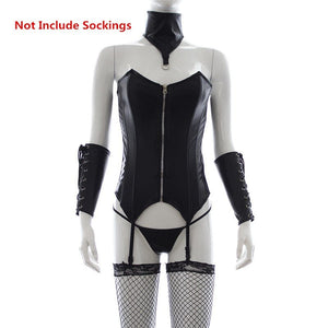 Erotic Lingerie Faux Leather Bodysuit for Women Fetish Babydoll Body Bondage Nightwear Sleepwear Underwear Exotic Appeal for Sex | TageUnlimited