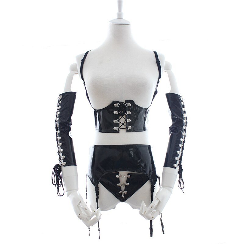 Erotic Lingerie Faux Leather Bodysuit for Women Fetish Babydoll Body Bondage Nightwear Sleepwear Underwear Exotic Appeal for Sex | TageUnlimited