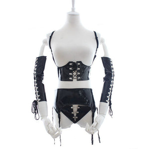 Erotic Lingerie Faux Leather Bodysuit for Women Fetish Babydoll Body Bondage Nightwear Sleepwear Underwear Exotic Appeal for Sex | TageUnlimited