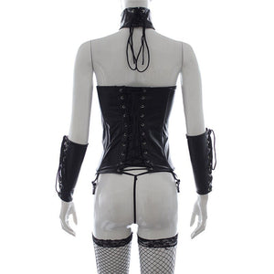 Erotic Lingerie Faux Leather Bodysuit for Women Fetish Babydoll Body Bondage Nightwear Sleepwear Underwear Exotic Appeal for Sex | TageUnlimited