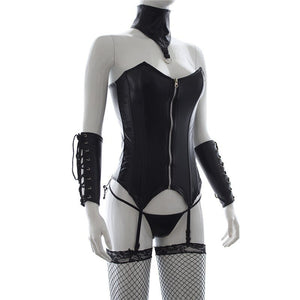 Erotic Lingerie Faux Leather Bodysuit for Women Fetish Babydoll Body Bondage Nightwear Sleepwear Underwear Exotic Appeal for Sex | TageUnlimited