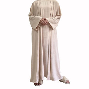 ETOSELL 2PCS Women Solid Open Kaftan Dubai Abaya Turkey Kimono Cardigan Robe with Muslim Dress Ramadan Abayas Caftan Islamic | TageUnlimited