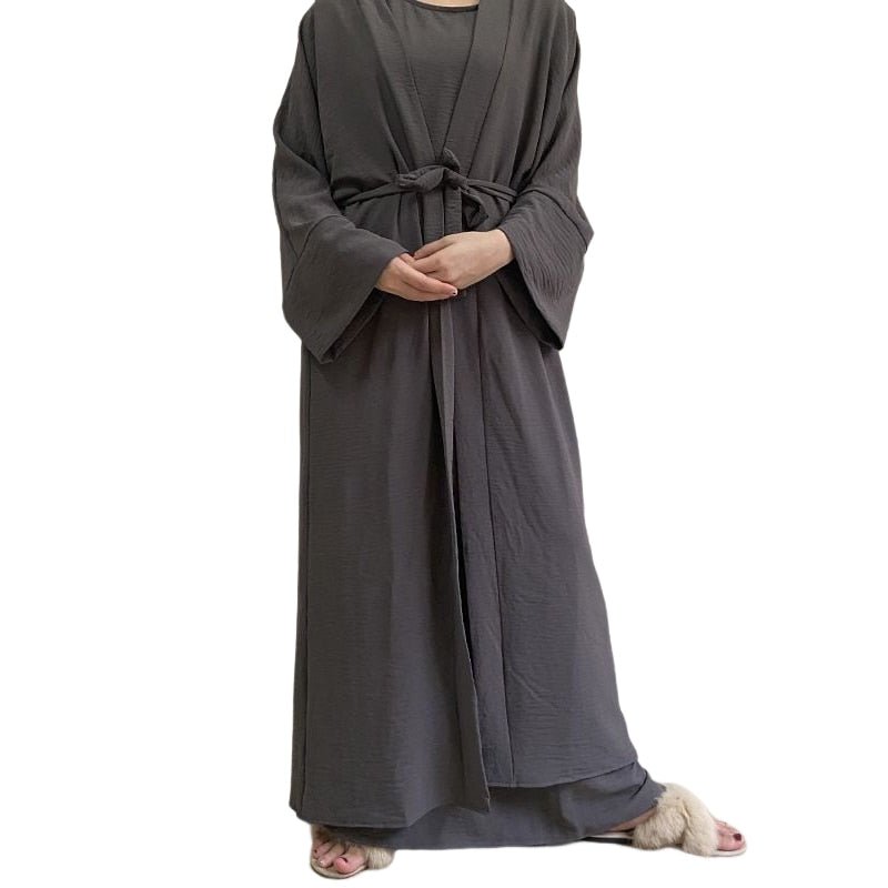 ETOSELL 2PCS Women Solid Open Kaftan Dubai Abaya Turkey Kimono Cardigan Robe with Muslim Dress Ramadan Abayas Caftan Islamic | TageUnlimited
