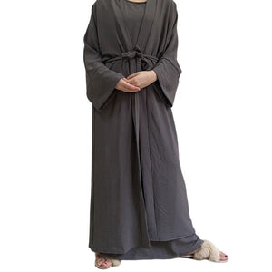 ETOSELL 2PCS Women Solid Open Kaftan Dubai Abaya Turkey Kimono Cardigan Robe with Muslim Dress Ramadan Abayas Caftan Islamic | TageUnlimited