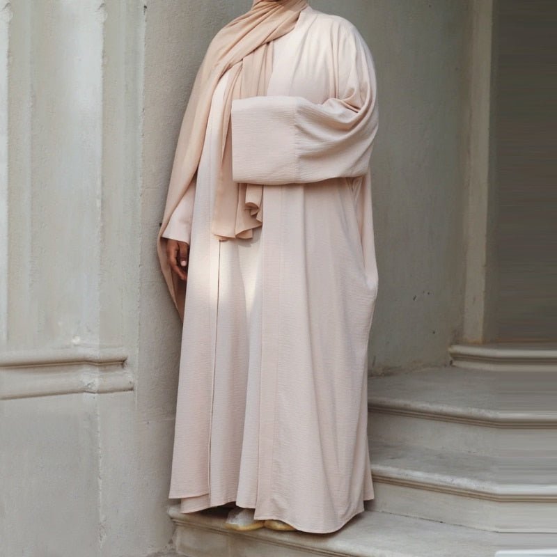 ETOSELL 2PCS Women Solid Open Kaftan Dubai Abaya Turkey Kimono Cardigan Robe with Muslim Dress Ramadan Abayas Caftan Islamic | TageUnlimited
