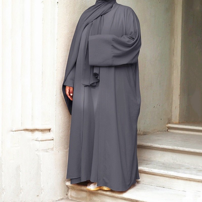 ETOSELL 2PCS Women Solid Open Kaftan Dubai Abaya Turkey Kimono Cardigan Robe with Muslim Dress Ramadan Abayas Caftan Islamic | TageUnlimited