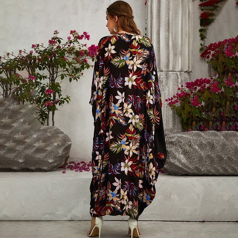 ETOSELL Eid Abaya Women Dubai Muslim Dress Gown Ramadan Islamic Clothing Batwing Long Sleeve Kaftan Casual Dress Abaya | TageUnlimited