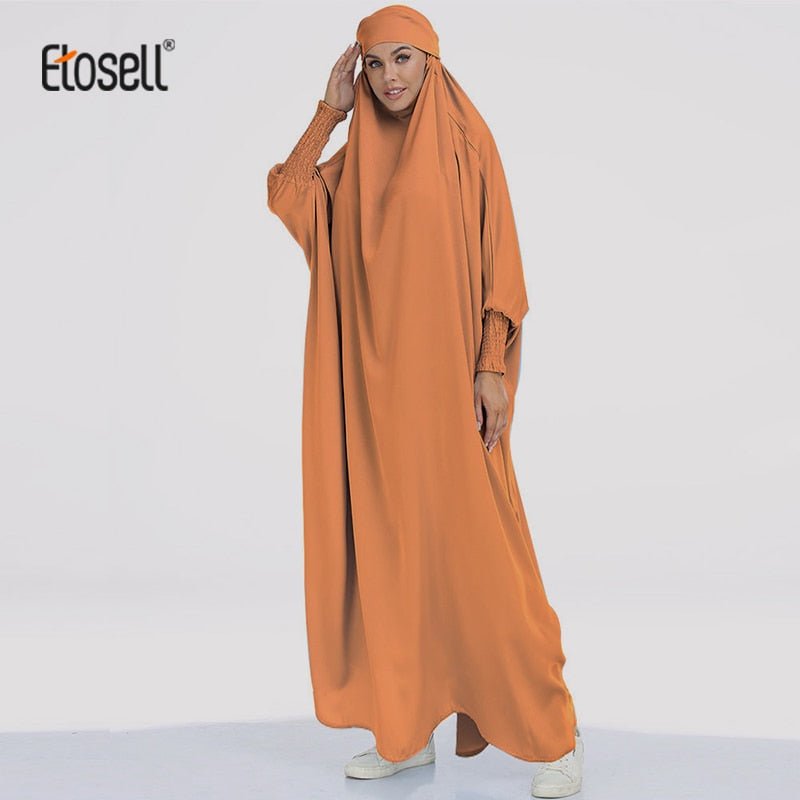 ETOSELL Eid Hooded Muslim Women Hijab Prayer Garment Jilbab Abaya Islamic Clothe Niqab Long Khimar Full Cover Ramadan Gown Abaya | TageUnlimited