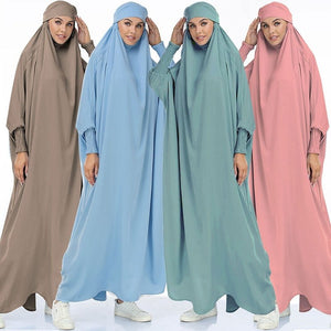 ETOSELL Eid Hooded Muslim Women Hijab Prayer Garment Jilbab Abaya Islamic Clothe Niqab Long Khimar Full Cover Ramadan Gown Abaya | TageUnlimited