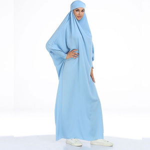 ETOSELL Eid Hooded Muslim Women Hijab Prayer Garment Jilbab Abaya Islamic Clothe Niqab Long Khimar Full Cover Ramadan Gown Abaya | TageUnlimited