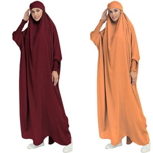 ETOSELL Eid Hooded Muslim Women Hijab Prayer Garment Jilbab Abaya Islamic Clothe Niqab Long Khimar Full Cover Ramadan Gown Abaya | TageUnlimited